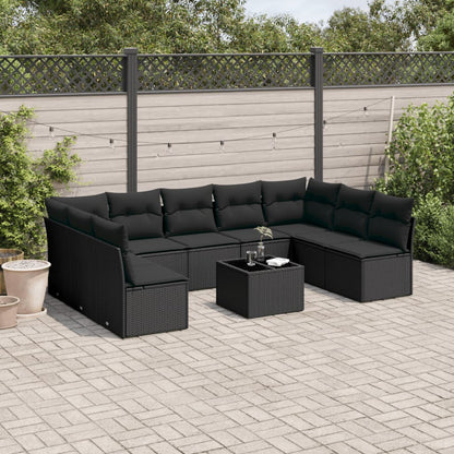 9 Piece Garden Sofa Set With Cushions Poly Rattan