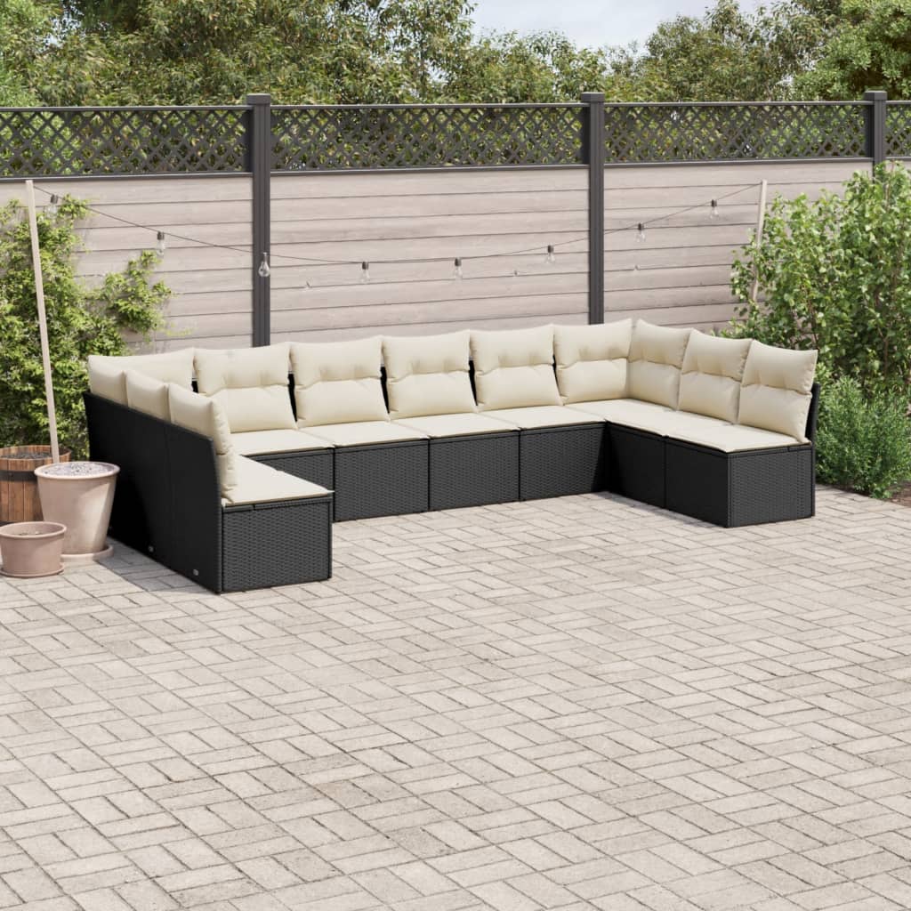 10 Piece Garden Sofa Set With Cushions Poly Rattan