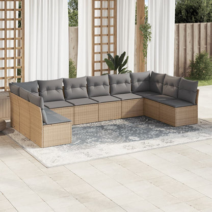 10 Piece Garden Sofa Set With Cushions Poly Rattan