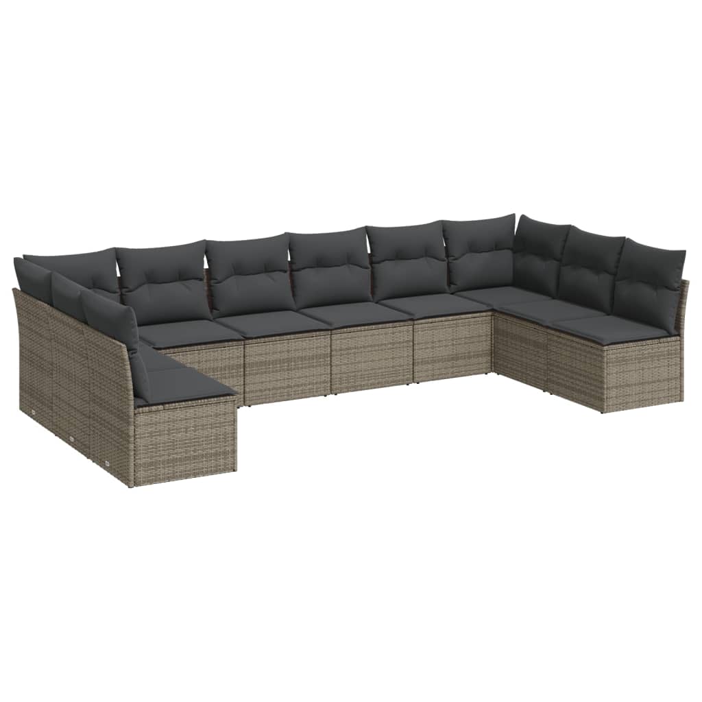 10 Piece Garden Sofa Set With Cushions Poly Rattan