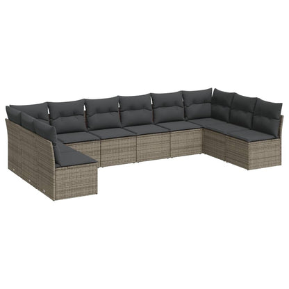 10 Piece Garden Sofa Set With Cushions Poly Rattan