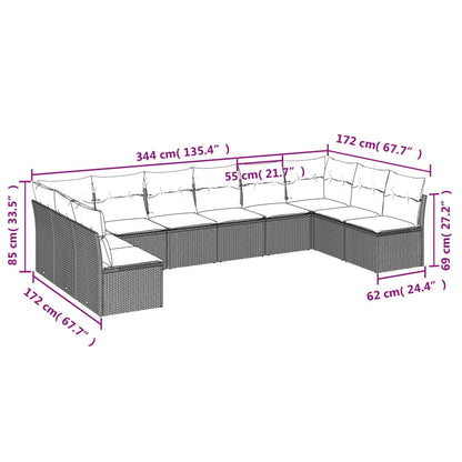 10 Piece Garden Sofa Set With Cushions Poly Rattan
