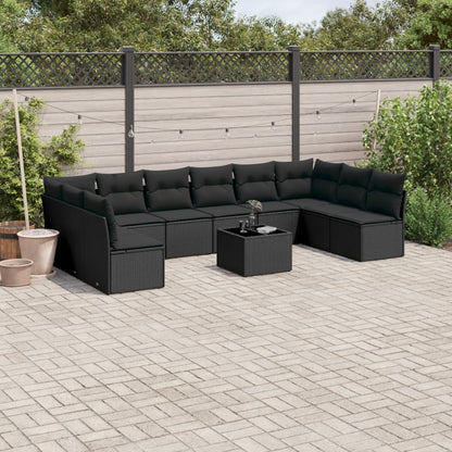 10 Piece Garden Sofa Set With Cushions Poly Rattan