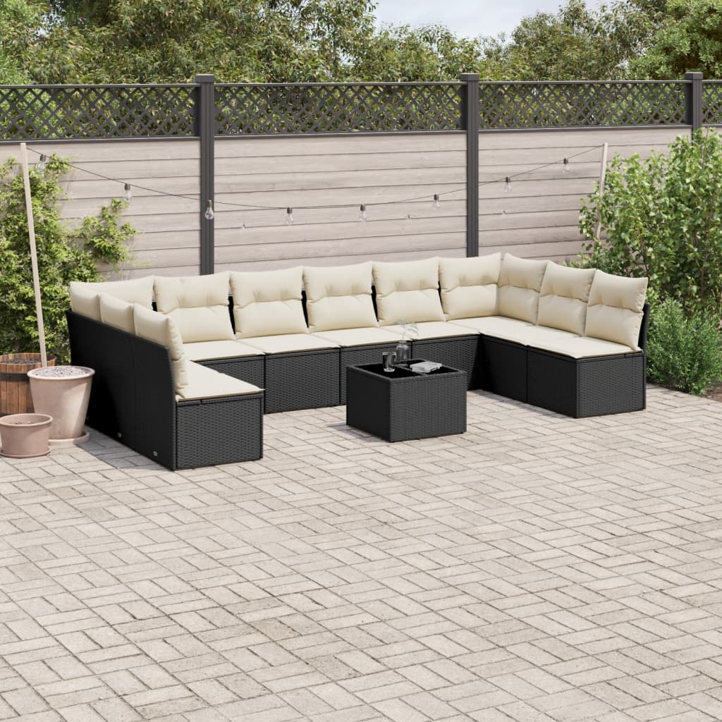 10 Piece Garden Sofa Set With Cushions Poly Rattan