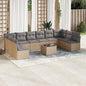 10 Piece Garden Sofa Set With Cushions Poly Rattan