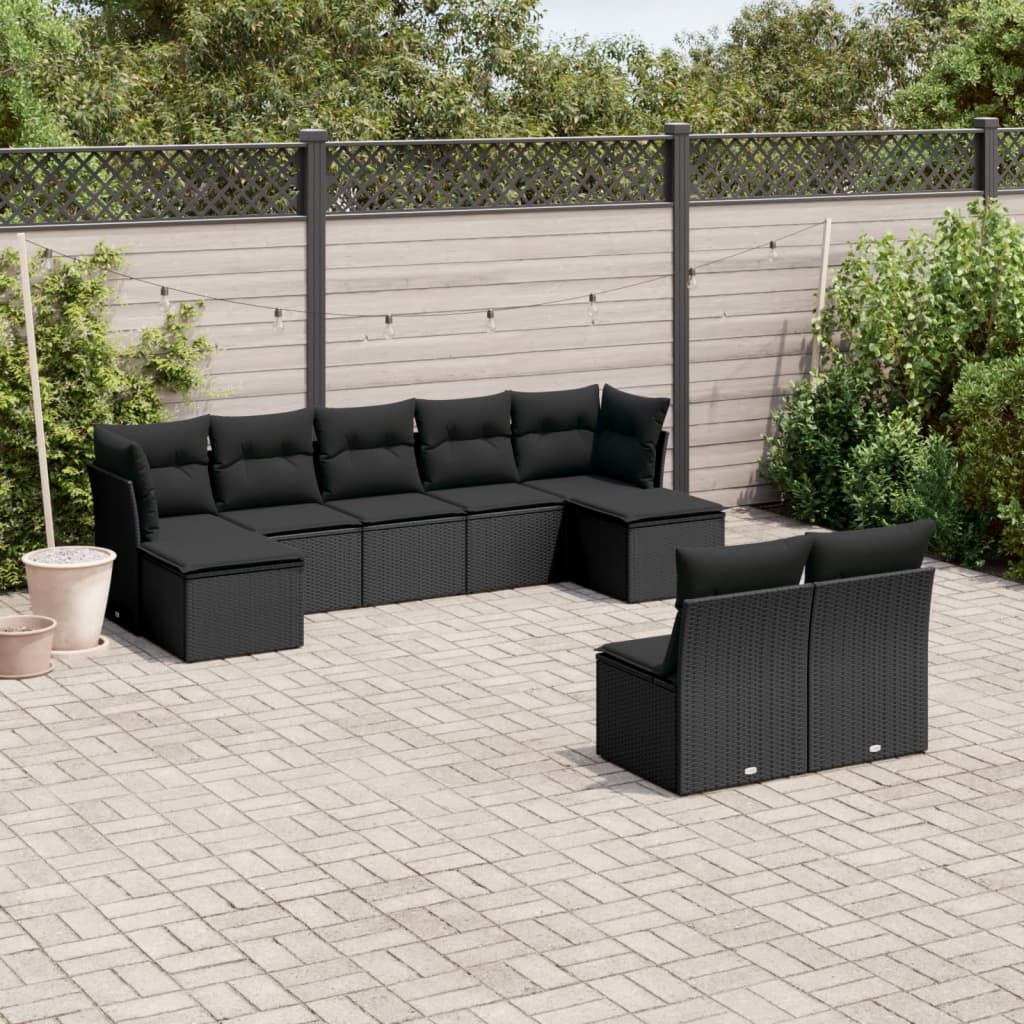 10 Piece Garden Sofa Set With Cushions Poly Rattan