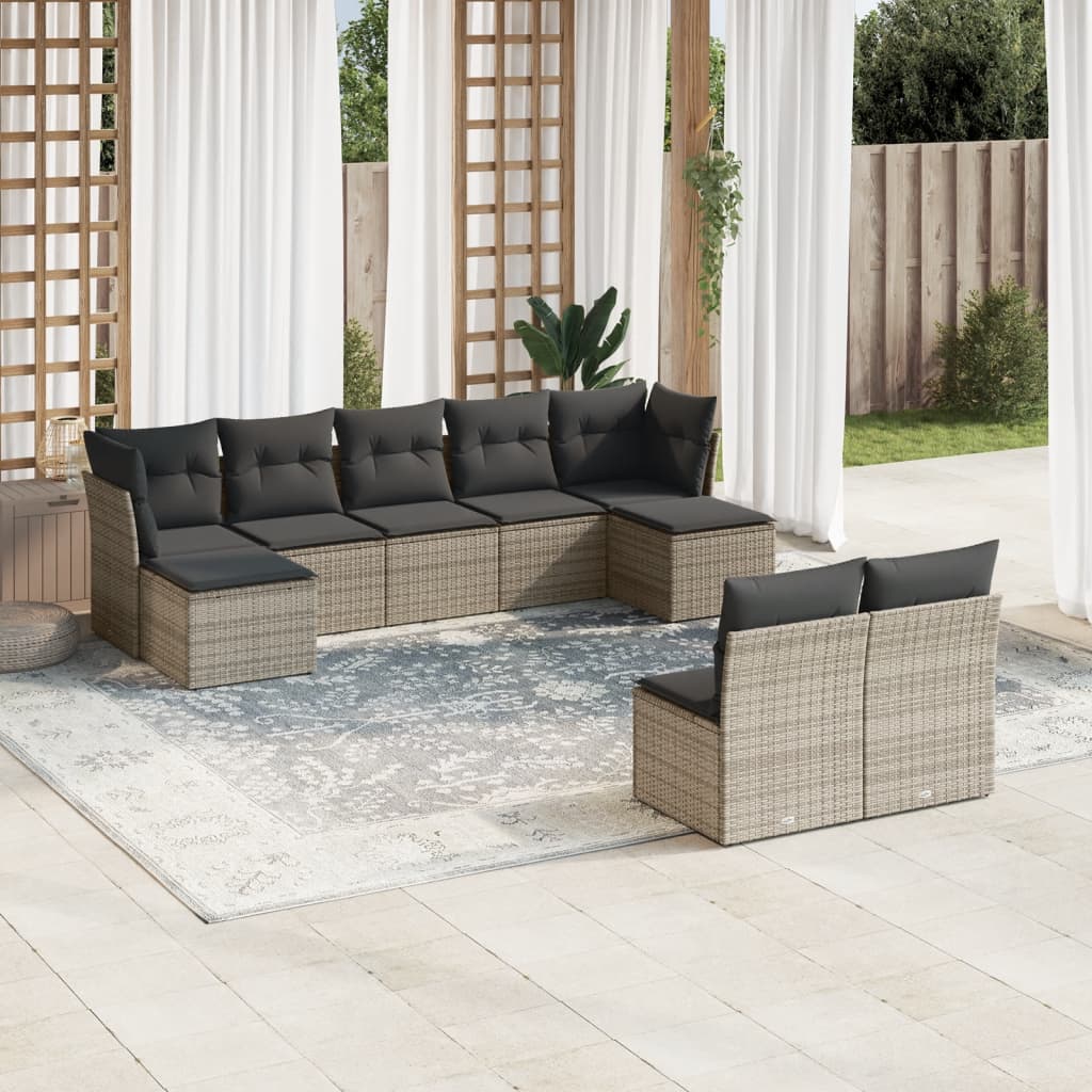 10 Piece Garden Sofa Set With Cushions Poly Rattan