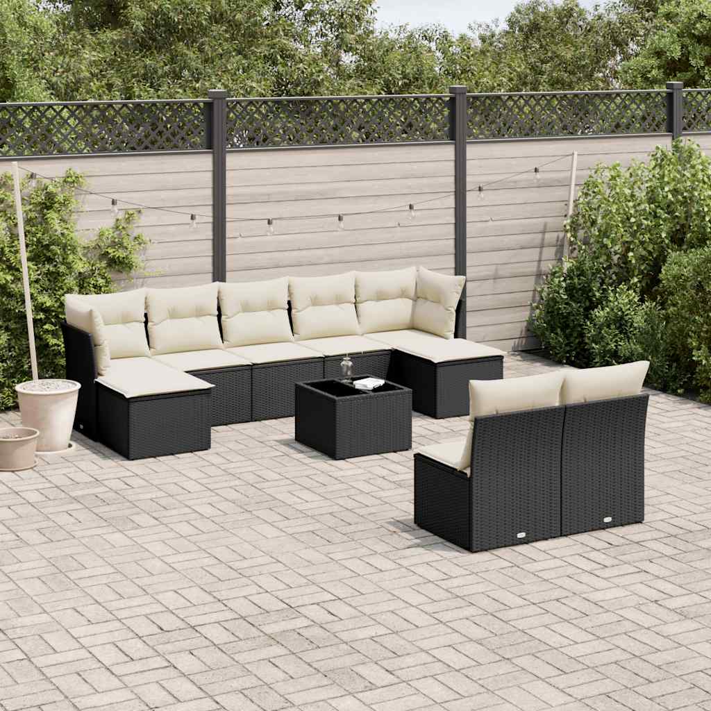 10 Piece Garden Sofa Set With Cushions Poly Rattan