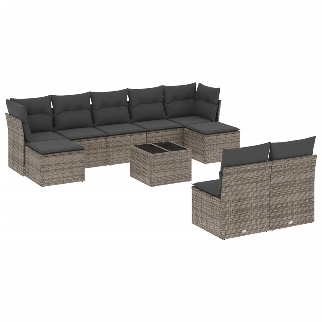 10 Piece Garden Sofa Set With Cushions Poly Rattan
