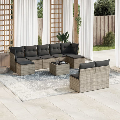 10 Piece Garden Sofa Set With Cushions Poly Rattan