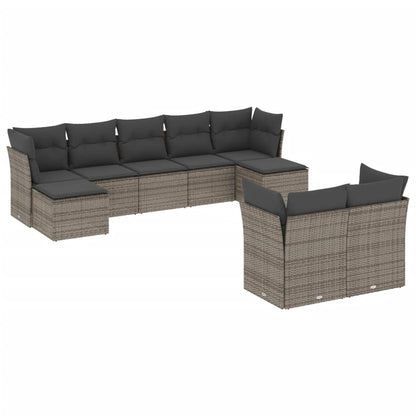 9 Piece Garden Sofa Set With Cushions Poly Rattan