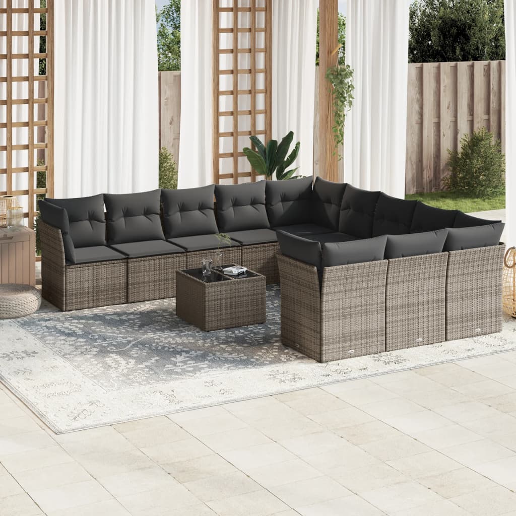 12 Piece Garden Sofa Set With Cushions Poly Rattan