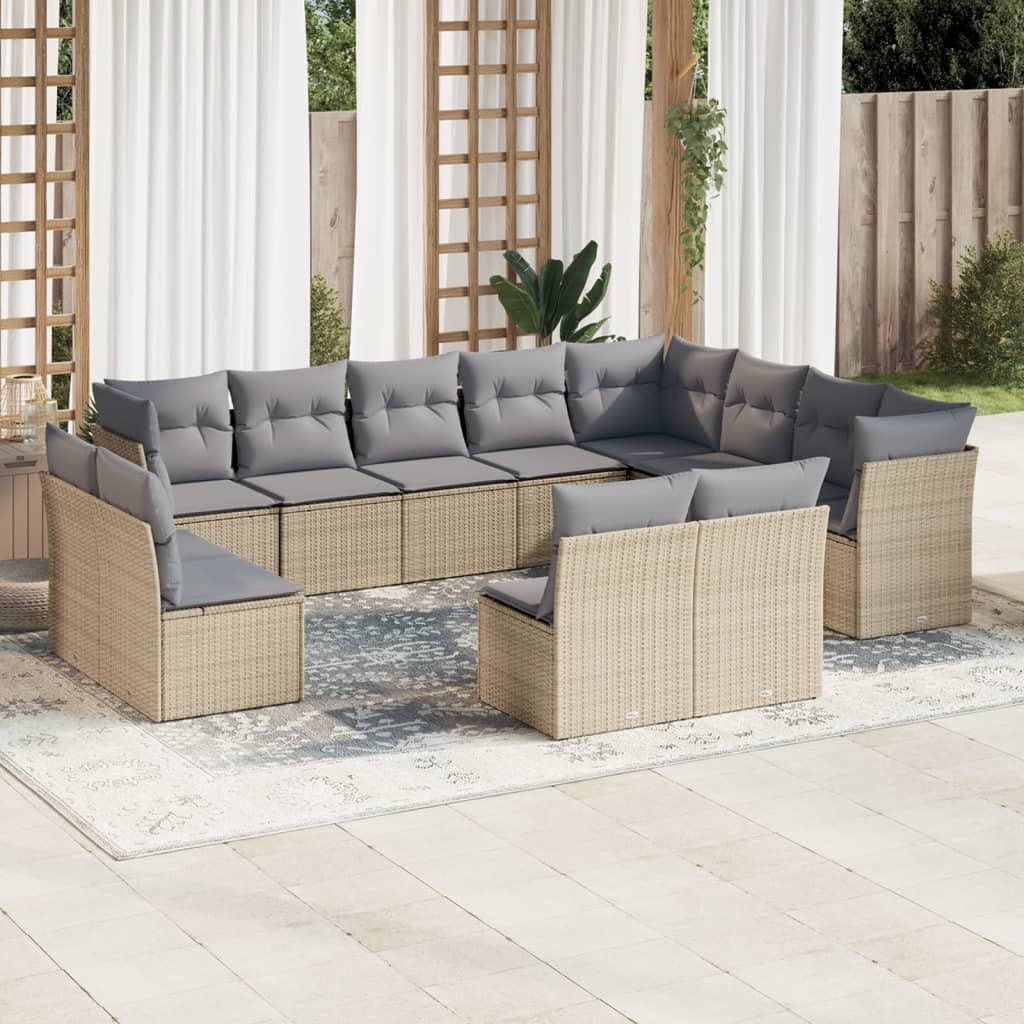 12 Piece Garden Sofa Set With Cushions Poly Rattan