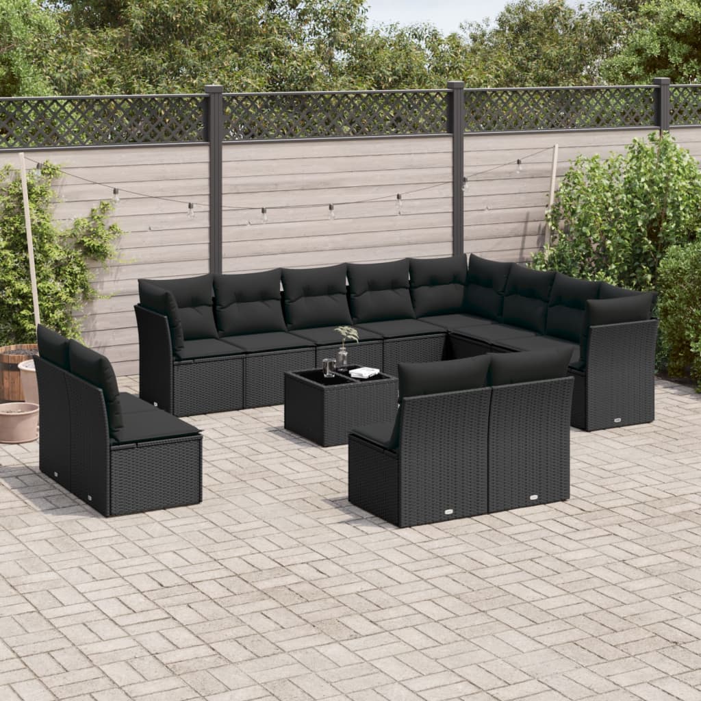 12 Piece Garden Sofa Set With Cushions Poly Rattan