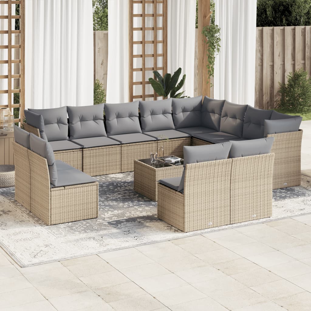 12 Piece Garden Sofa Set With Cushions Poly Rattan