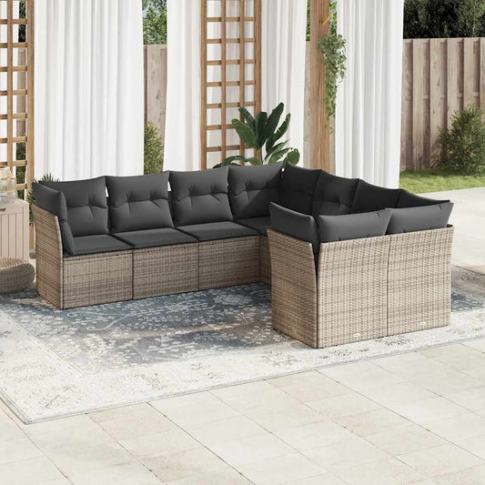 8 Piece Garden Sofa Set With Cushions Poly Rattan