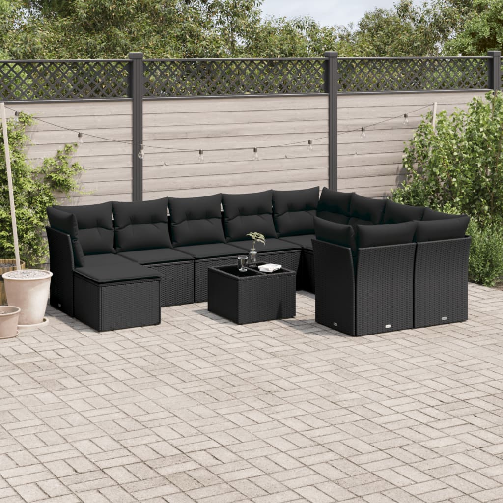 11 Piece Garden Sofa Set With Cushions Poly Rattan