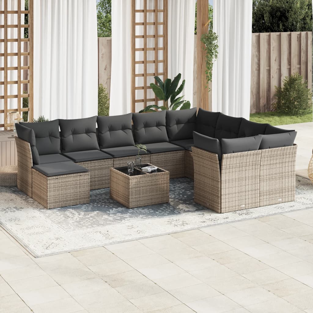 11 Piece Garden Sofa Set With Cushions Poly Rattan