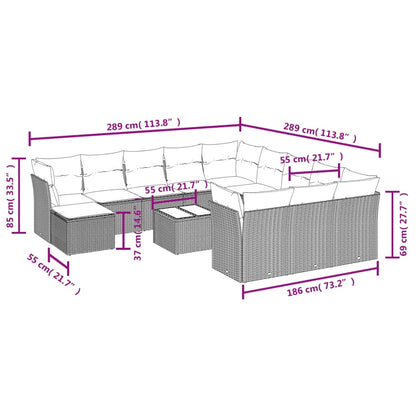 13 Piece Garden Sofa Set With Cushions Poly Rattan