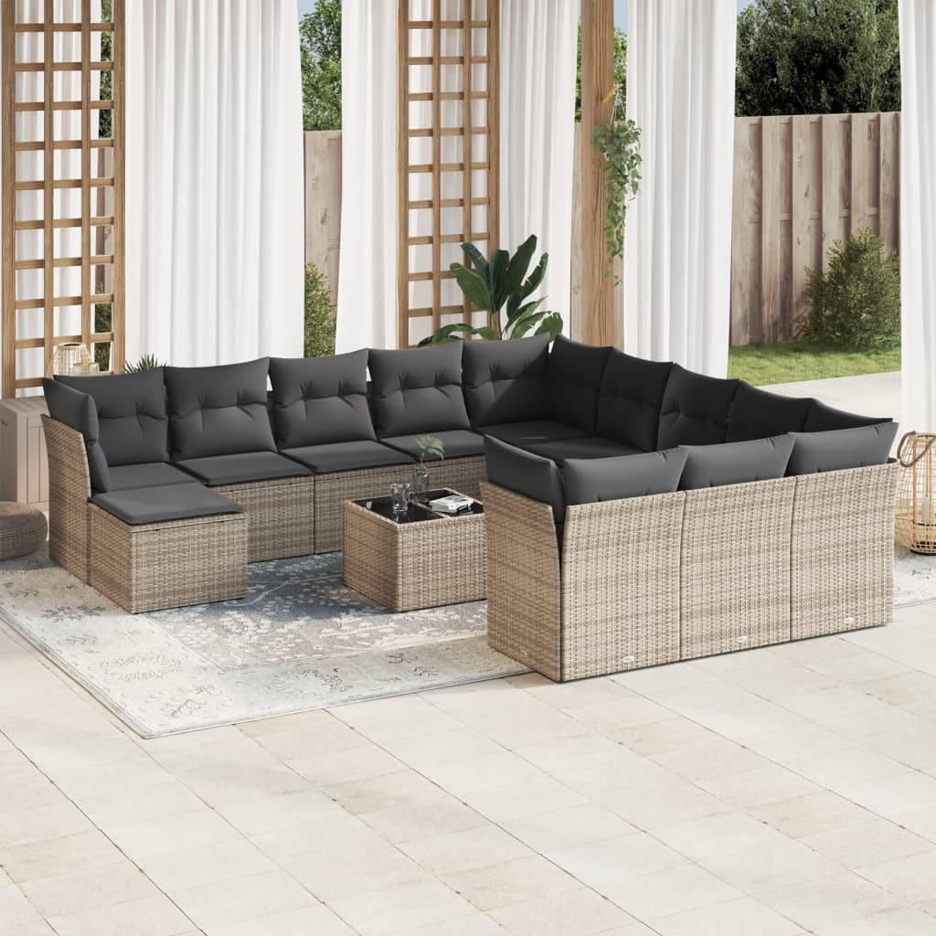 13 Piece Garden Sofa Set With Cushions Poly Rattan