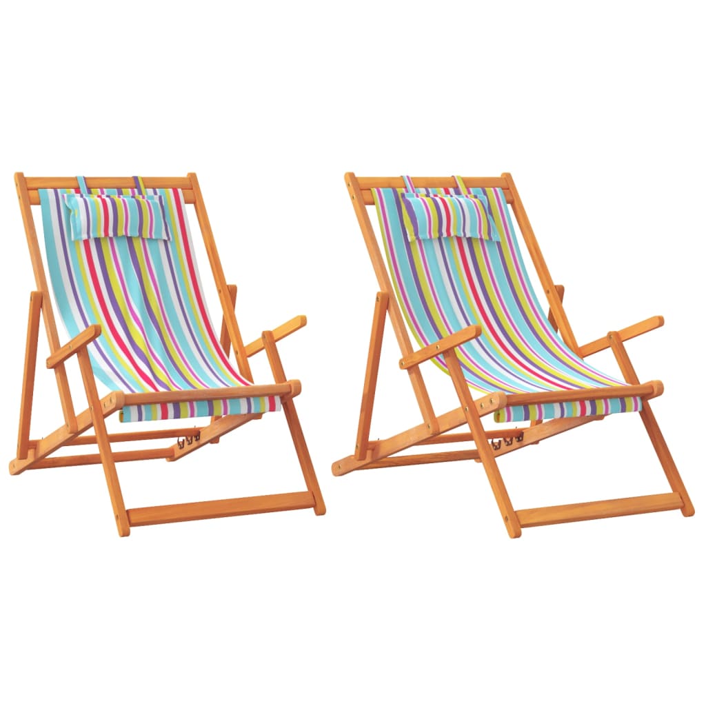 Folding Beach Chairs 2 Pcs Fabric
