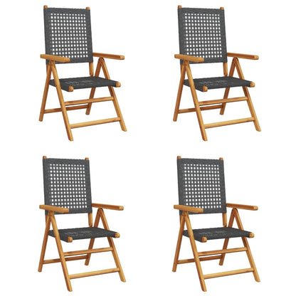 Reclining Garden Chairs 4 Pcs Poly Rattan And Solid Wood