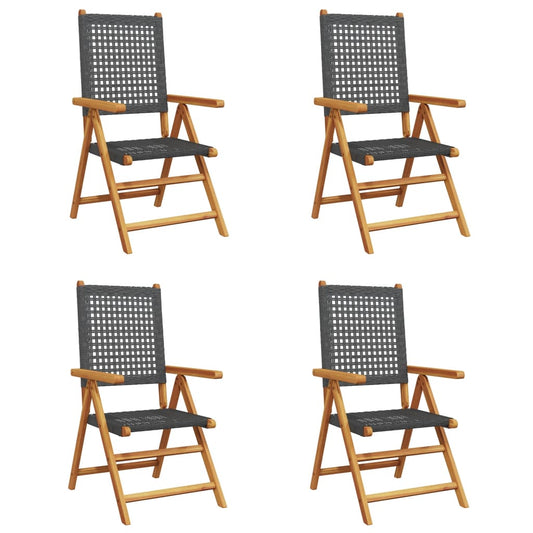 Reclining Garden Chairs 4 Pcs Poly Rattan And Solid Wood