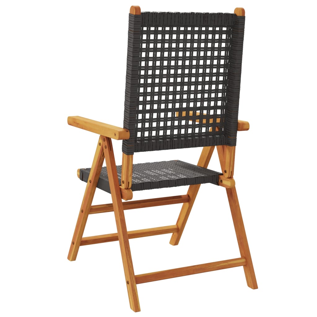 Reclining Garden Chairs 4 Pcs Poly Rattan And Solid Wood