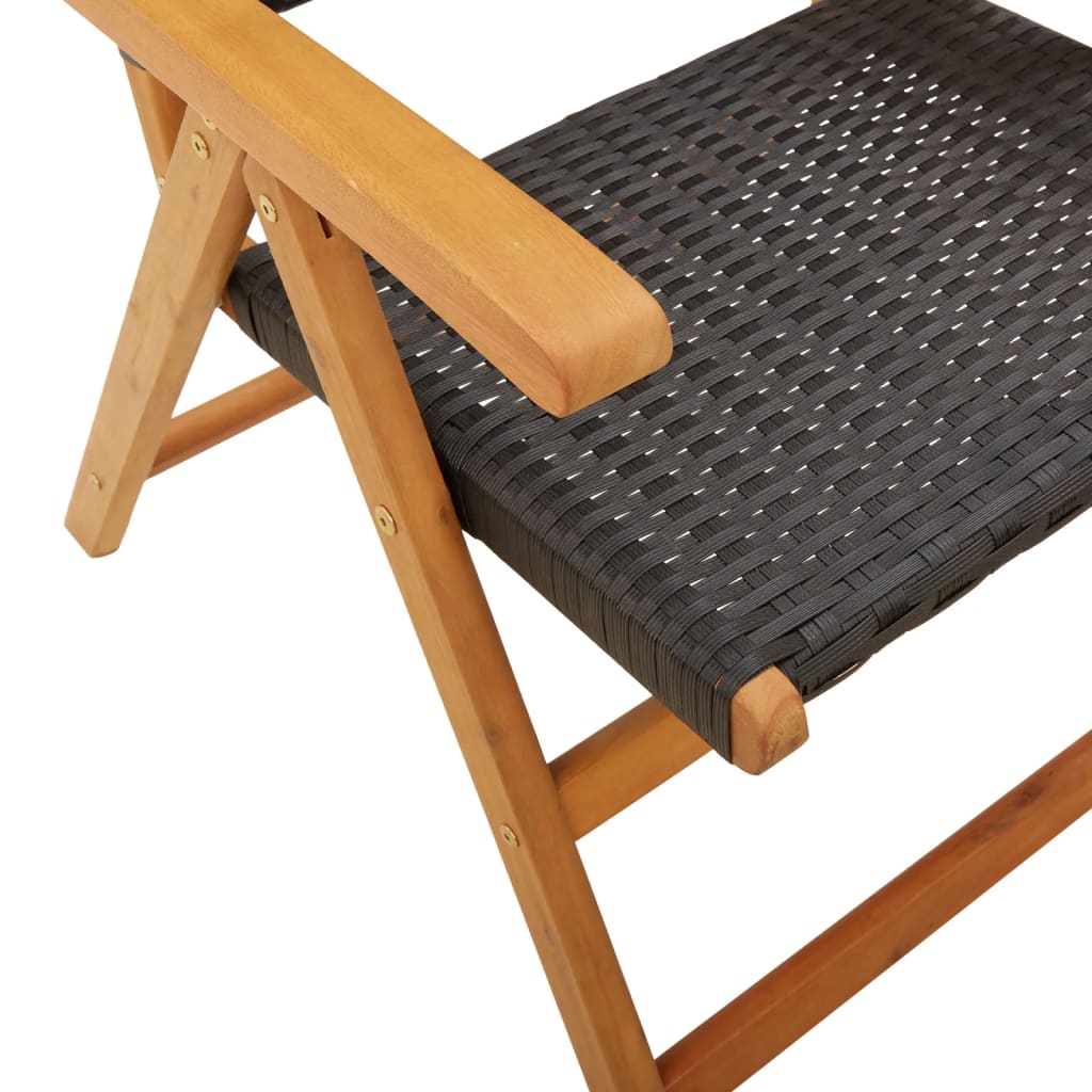Reclining Garden Chairs 4 Pcs Poly Rattan And Solid Wood
