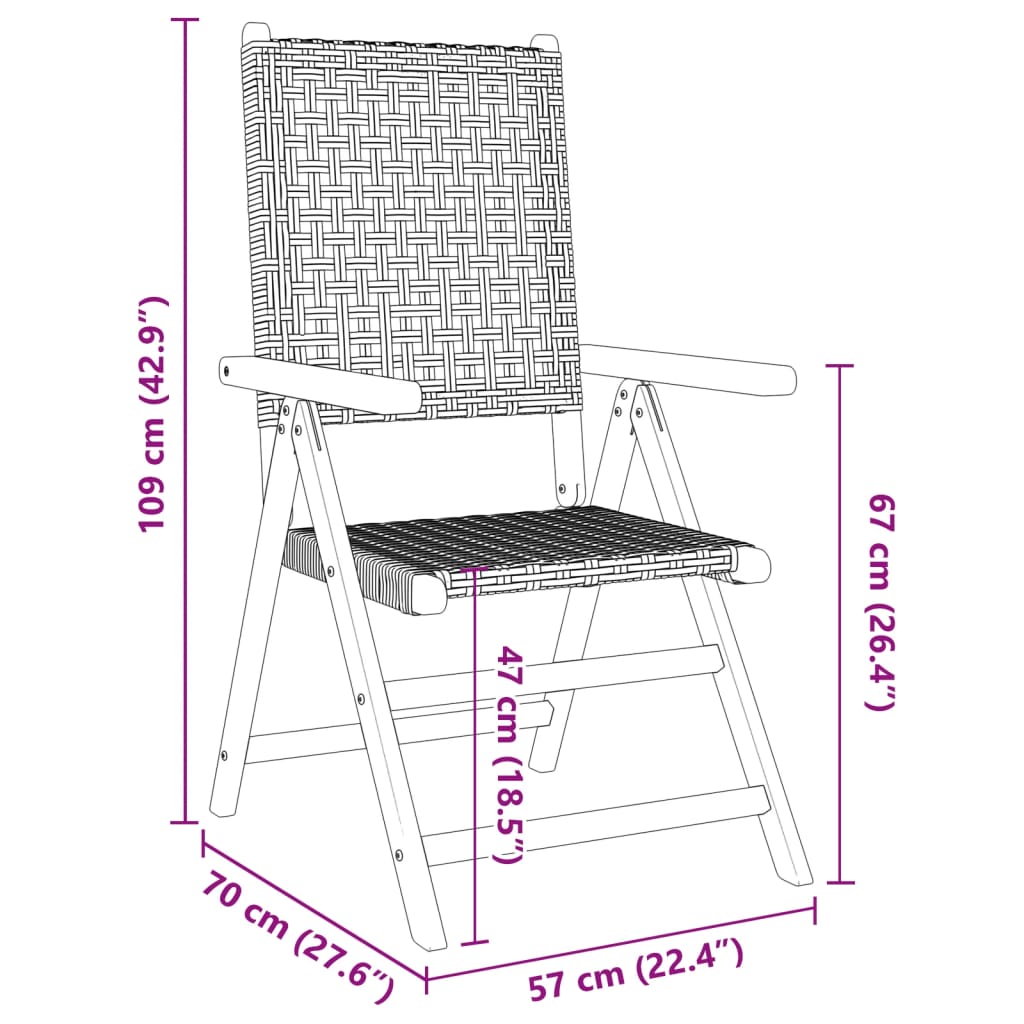 Reclining Garden Chairs 4 Pcs Poly Rattan And Solid Wood
