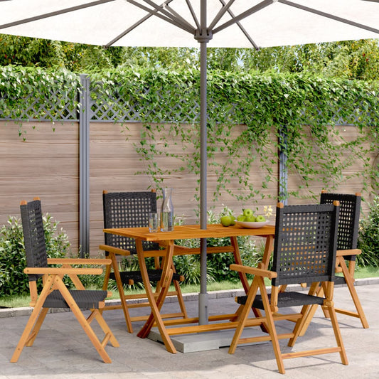 Reclining Garden Chairs 4 Pcs Poly Rattan And Solid Wood