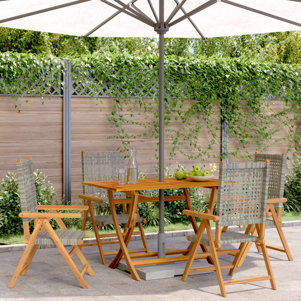 Reclining Garden Chairs 4 Pcs Poly Rattan And Solid Wood