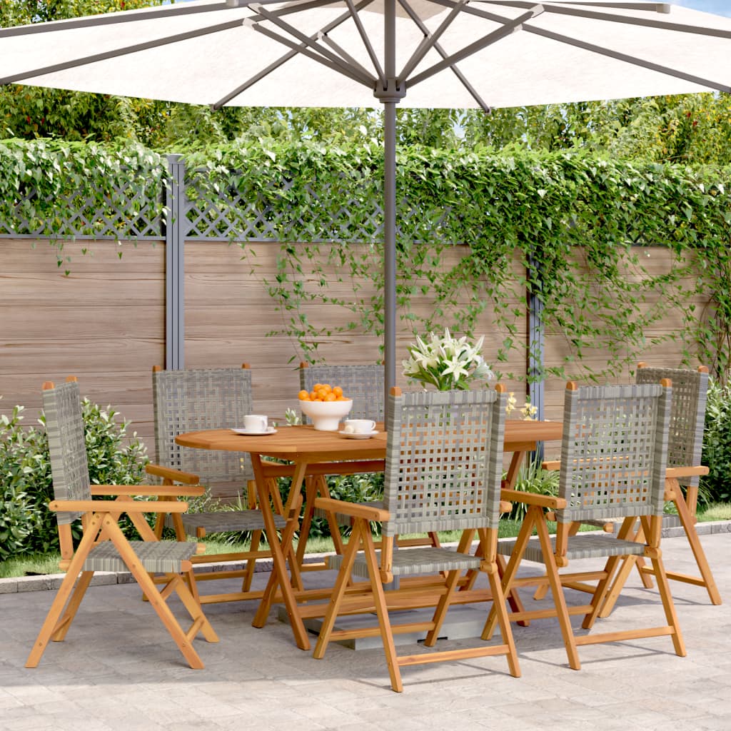 Reclining Garden Chairs 4 Pcs Poly Rattan And Solid Wood