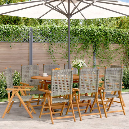 Reclining Garden Chairs 4 Pcs Poly Rattan And Solid Wood