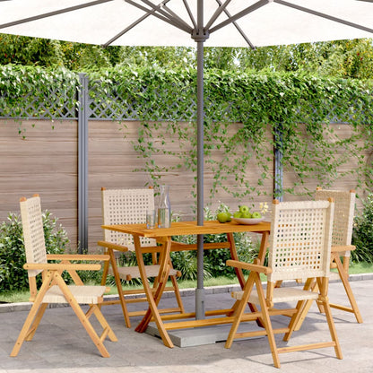 Reclining Garden Chairs 4 Pcs Poly Rattan And Solid Wood