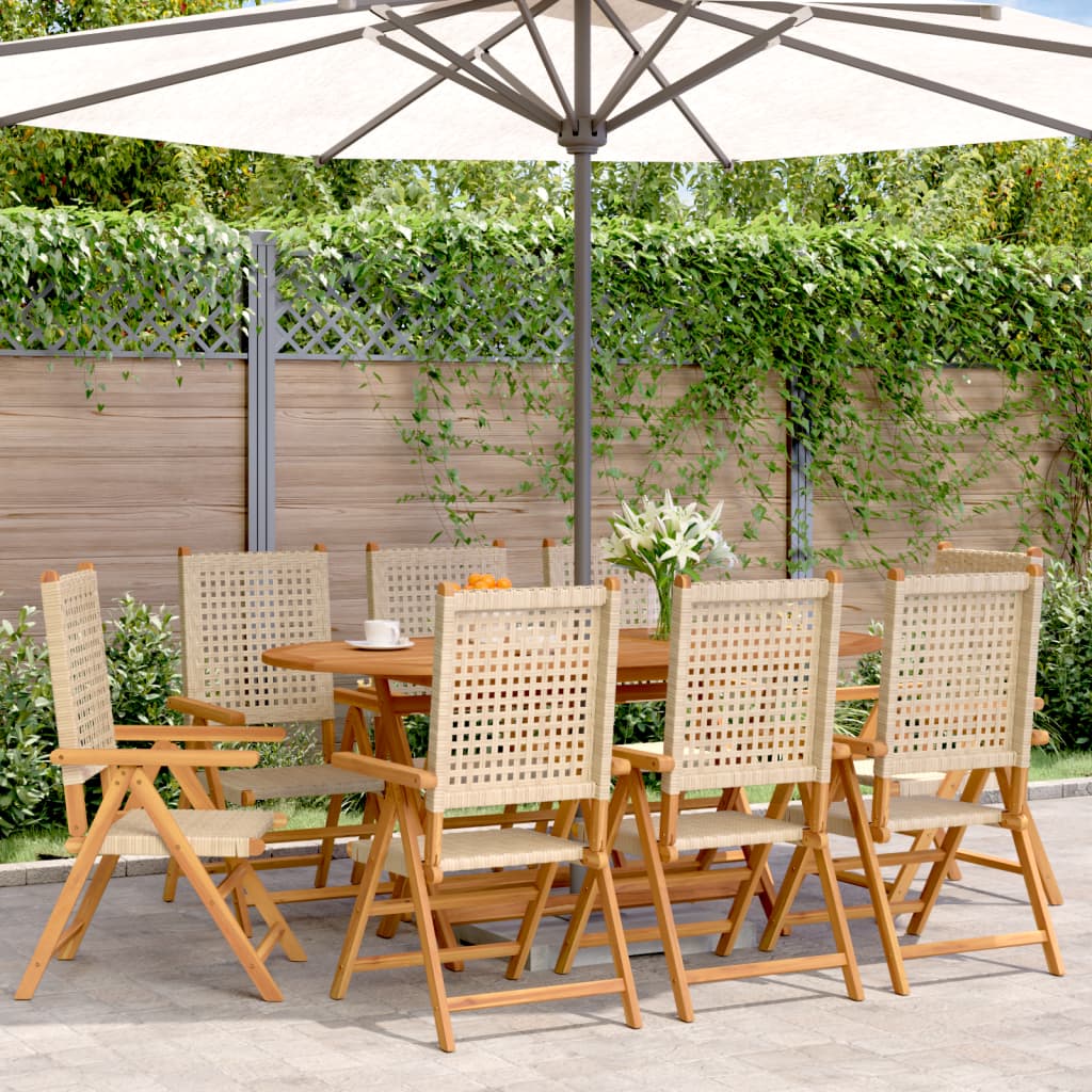 Reclining Garden Chairs 4 Pcs Poly Rattan And Solid Wood