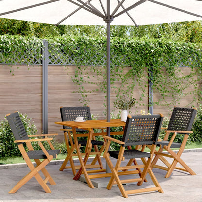 Folding Garden Chairs 6 Pcs Poly Rattan And Solid Wood