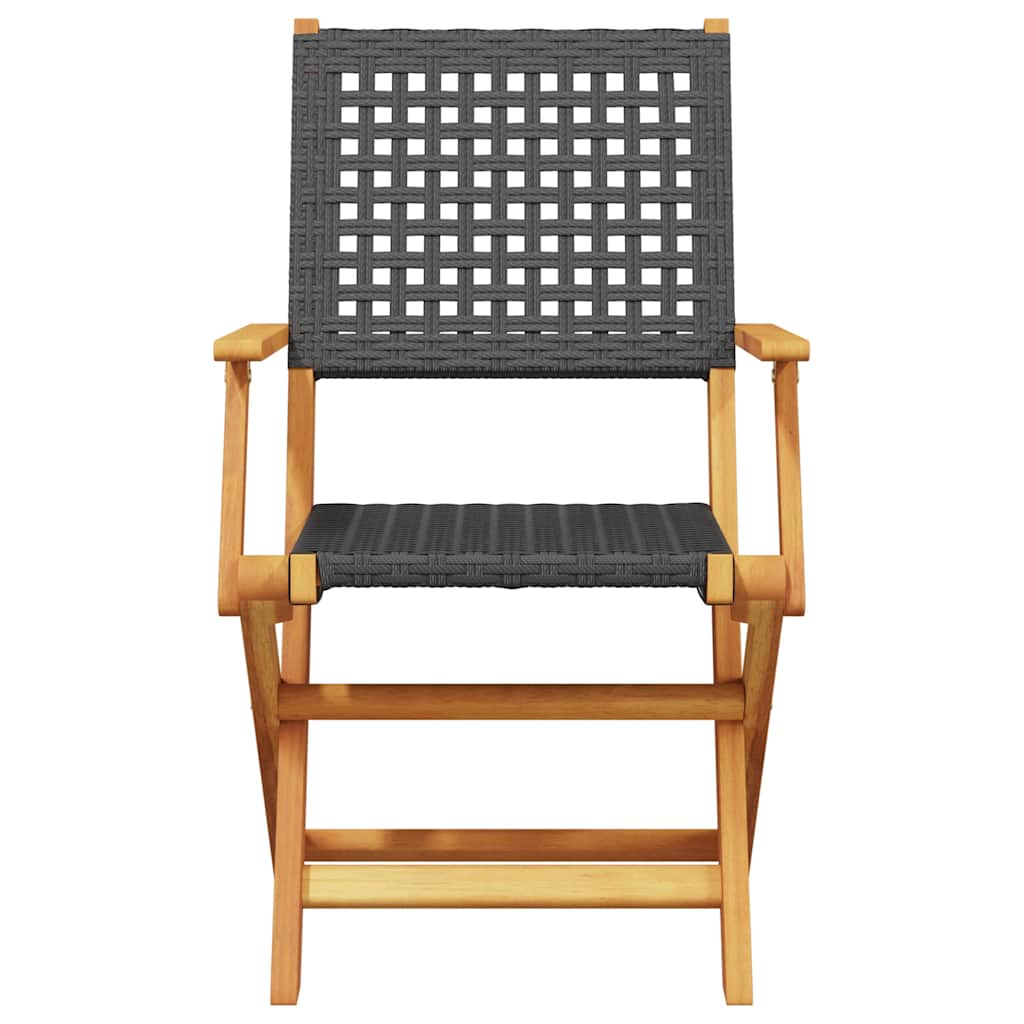 Folding Garden Chairs 6 Pcs Poly Rattan And Solid Wood
