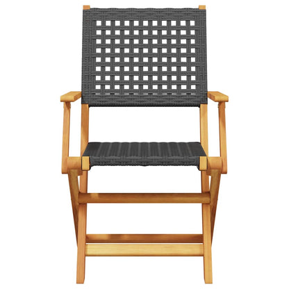 Folding Garden Chairs 6 Pcs Poly Rattan And Solid Wood