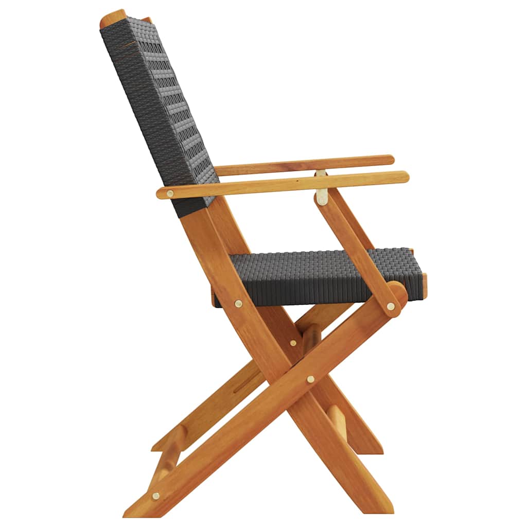 Folding Garden Chairs 6 Pcs Poly Rattan And Solid Wood