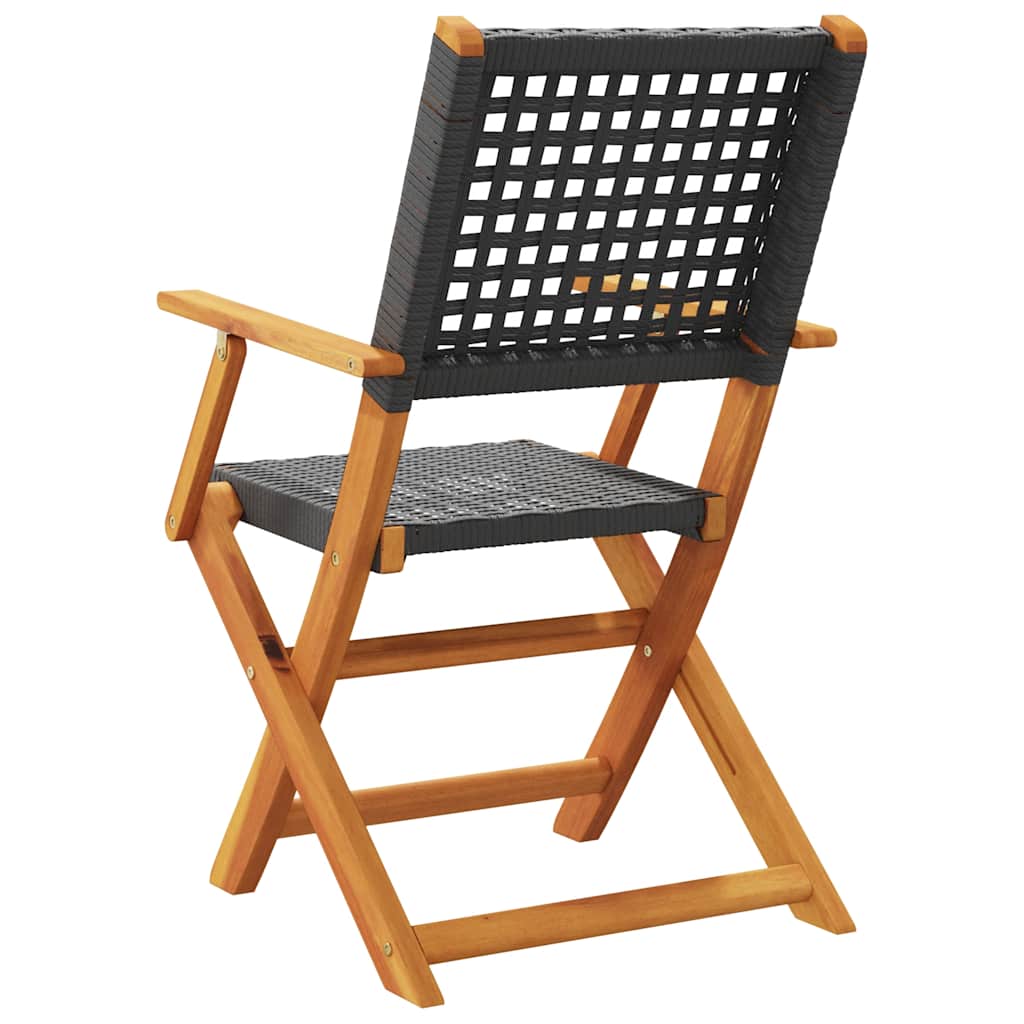 Folding Garden Chairs 6 Pcs Poly Rattan And Solid Wood