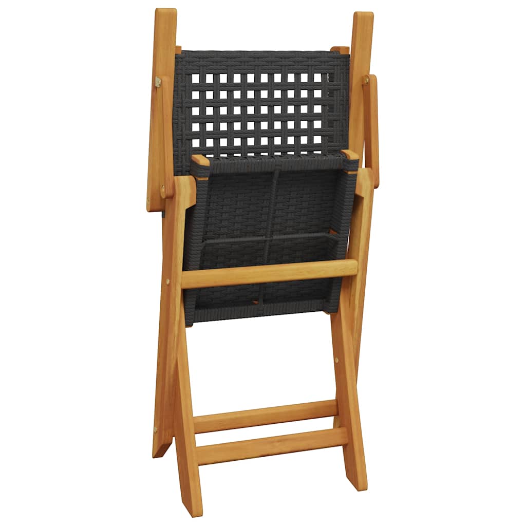 Folding Garden Chairs 6 Pcs Poly Rattan And Solid Wood