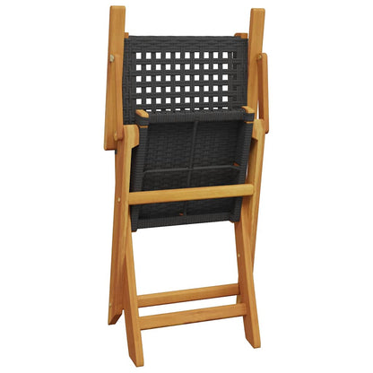 Folding Garden Chairs 6 Pcs Poly Rattan And Solid Wood