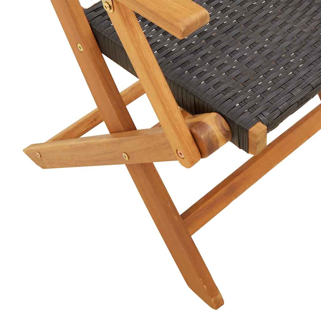 Folding Garden Chairs 6 Pcs Poly Rattan And Solid Wood