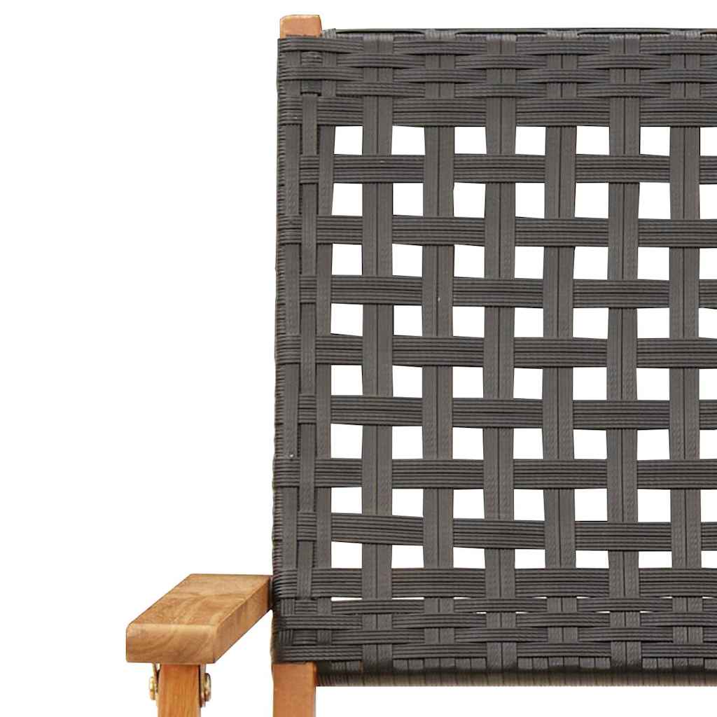 Folding Garden Chairs 6 Pcs Poly Rattan And Solid Wood