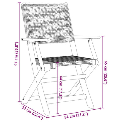 Folding Garden Chairs 6 Pcs Poly Rattan And Solid Wood