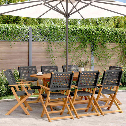 Folding Garden Chairs 6 Pcs Poly Rattan And Solid Wood