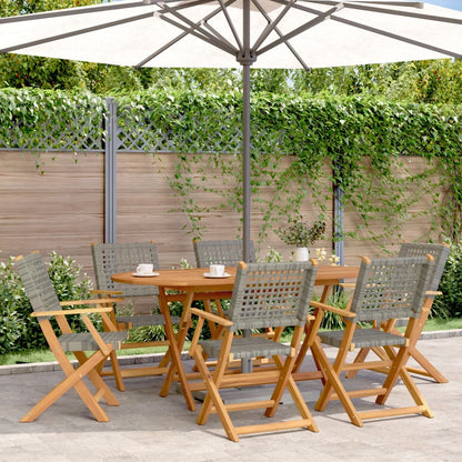 Folding Garden Chairs 6 Pcs Poly Rattan And Solid Wood