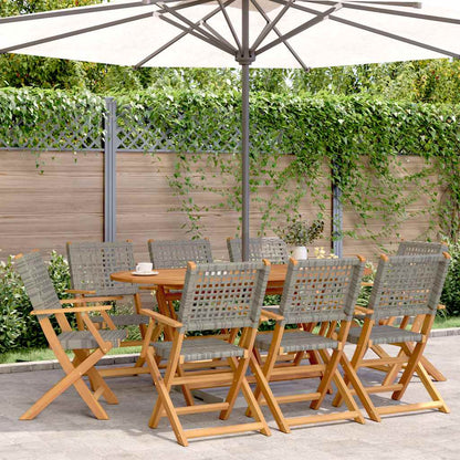 Folding Garden Chairs 6 Pcs Poly Rattan And Solid Wood