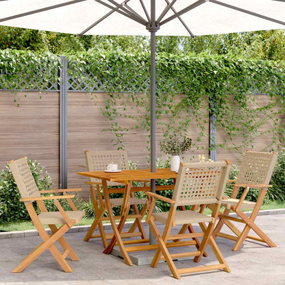 Folding Garden Chairs 6 Pcs Poly Rattan And Solid Wood